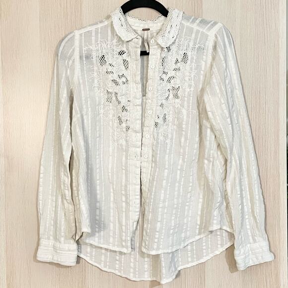 Free People Carter Dobby Top Embroidered Top - Picture 1 of 4